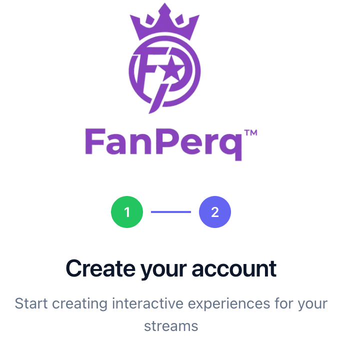FanPerq account sign-up screen